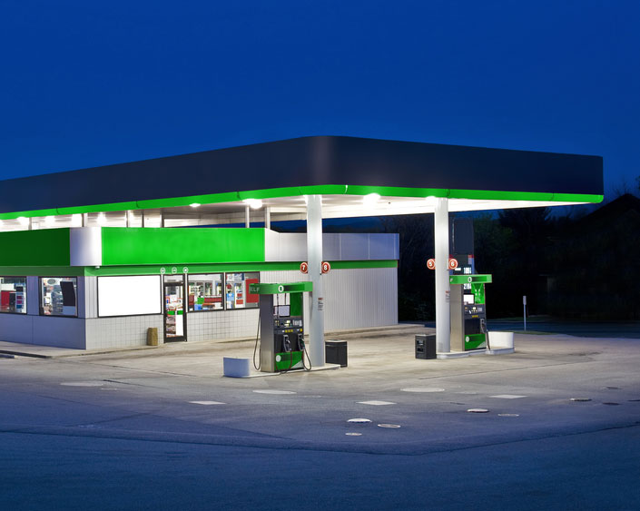 Green gas station